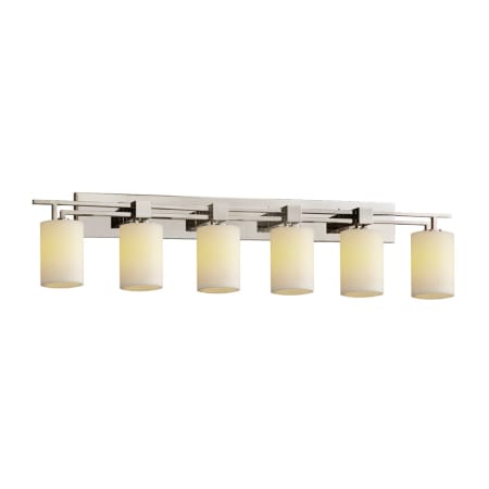 Justice Design Group CandleAria 6 Light 56" Wide Bathroom Vanity Light Brushed Nickel
