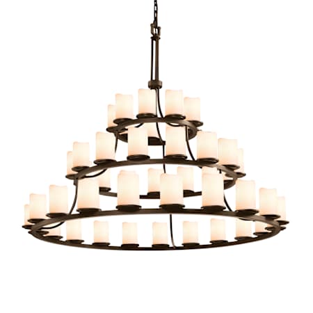 Justice Design Group CandleAria 60" Wide Ring Chandelier with Cream Shades Dark Bronze / Cream