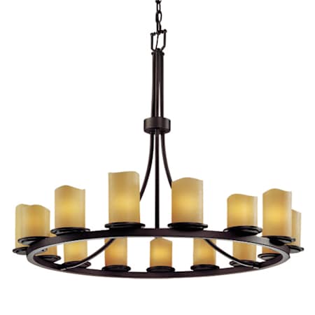 Justice Design Group CandleAria 42" Wide Ring Chandelier with Amber Shades Dark Bronze