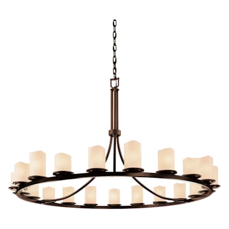 Justice Design Group CandleAria 60" Wide Ring Chandelier with Cream Shades Dark Bronze / Cream