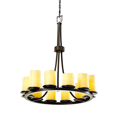 Justice Design Group CandleAria 28" Wide Ring Chandelier with Amber Shades Dark Bronze