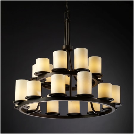 Justice Design Group CandleAria 21 Light 33" Wide Pillar Candle Chandelier with Faux Candle Resin Shades Dark Bronze