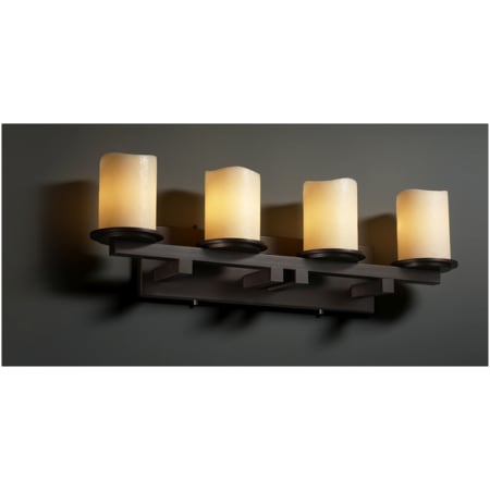 Justice Design Group CandleAria 4 Light 29" Wide Bathroom Vanity Light with Faux Candle Resin Shades Dark Bronze
