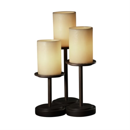 Justice Design Group Dakota 3 Light 16" Tall Table Lamp with Faux Candle Resin Shades Dark Bronze