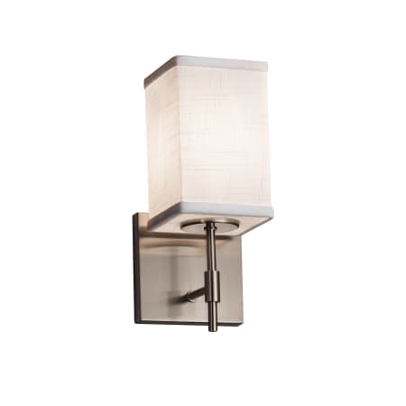 Justice Design Group Textile 4.5" Union LED Single Light Bathroom Sconce with White Fabric Shade Brushed Nickel