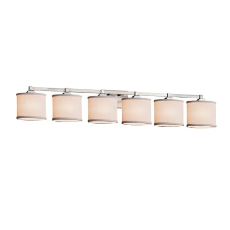 Justice Design Group Textile 6 Light 52" Wide LED Bathroom Vanity Light Brushed Nickel
