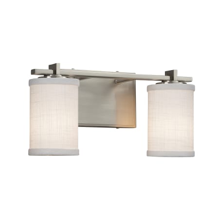 Justice Design Group Textile 2 Light 14" Wide Bathroom Vanity Light Brushed Nickel