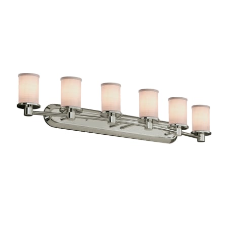 Justice Design Group Textile 6 Light 44" Wide LED Bathroom Vanity Light Brushed Nickel