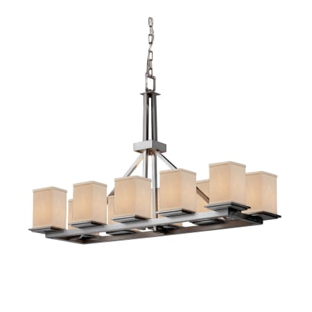 Justice Design Group Textile 42" Montana 10 Light Shaded Chandelier Brushed Nickel