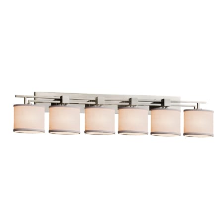 Justice Design Group Textile 6 Light 56" Wide LED Bathroom Vanity Light Brushed Nickel