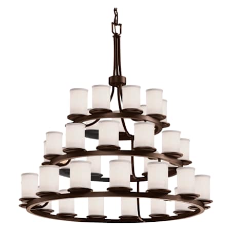 Justice Design Group Textile 42" Wide Ring Chandelier with White Shades Dark Bronze / White