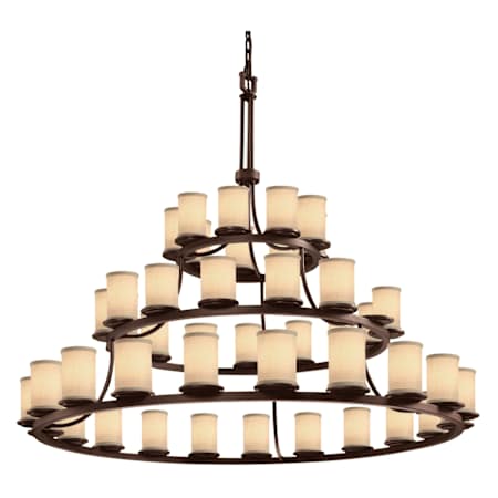 Justice Design Group Textile 60" Wide Ring Chandelier with Cream Shades Dark Bronze / Cream