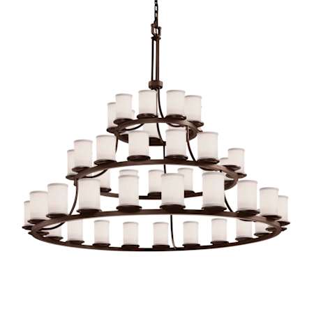 Justice Design Group Textile 45 Light 60" Wide Ring Chandelier with White Shade Dark Bronze / White