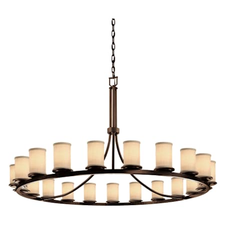 Justice Design Group Textile 60" Wide Ring Chandelier with Cream Shades Dark Bronze / Cream