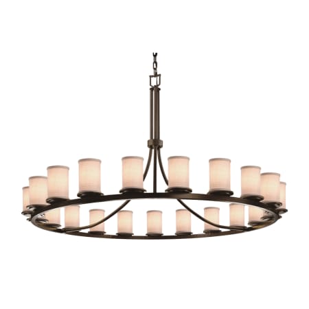 Justice Design Group Textile 60" Wide Ring Chandelier with White Shades Dark Bronze