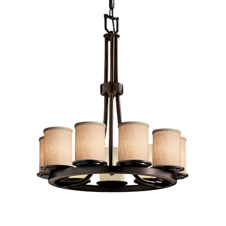 Justice Design Group Textile 23" Dakota 9 Light Shaded LED Chandelier Dark Bronze