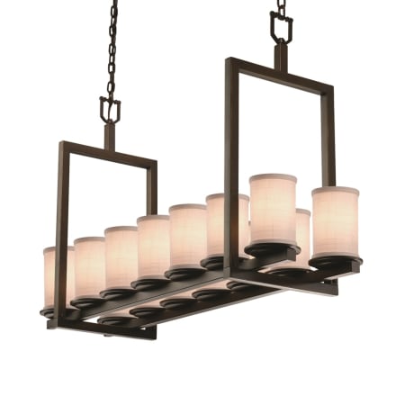 Justice Design Group Textile 42" Wide Chandelier with White Shades Dark Bronze