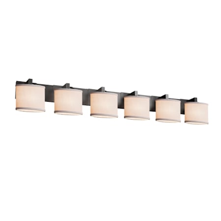 Justice Design Group Textile 6 Light 57" Wide LED Bathroom Vanity Light with Oval Shades from the Modular Series Matte Black