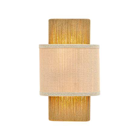 Justice Design Group Textile 2 Light 14" Tall Wall Sconce Brushed Brass / Cream Linen