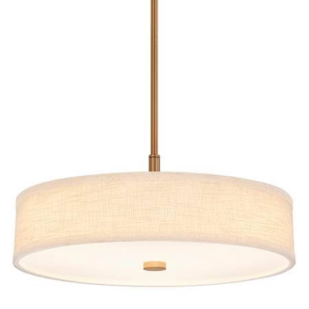 Justice Design Group Textile 18" Wide LED Pendant Brushed Brass / Cream Linen
