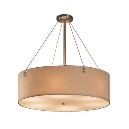 Justice Design Group Textile 36" Wide Finials 8 Light Single Tier Drum Chandelier Brushed Nickel