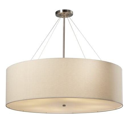 Justice Design Group Textile 8 Light 36" Wide Drum Chandelier with Cream Shades Brushed Nickel