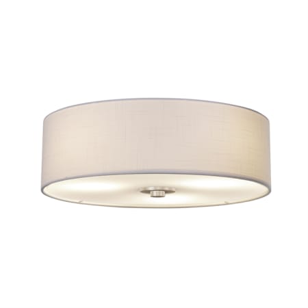 Justice Design Group Textile 3 Light 15" Wide Flush Mount Drum Ceiling Fixture with White Shades Brushed Nickel