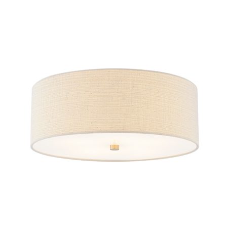 Justice Design Group Classic 4 Light 18" Wide Flush Mount Drum Ceiling Fixture Brushed Brass / Cream
