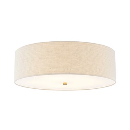 Justice Design Group Classic 5 Light 24" Wide Flush Mount Drum Ceiling Fixture Brushed Brass / Cream