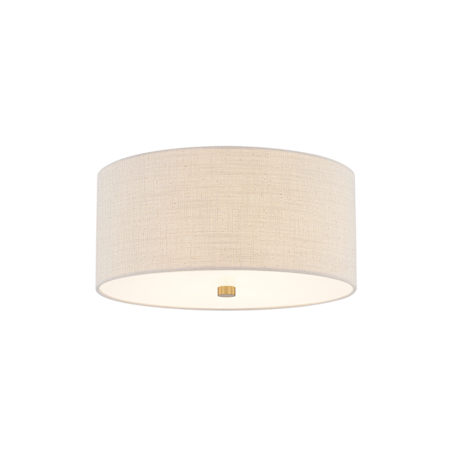 Justice Design Group Classic 3 Light 14" Wide Flush Mount Drum Ceiling Fixture Brushed Brass / Cream