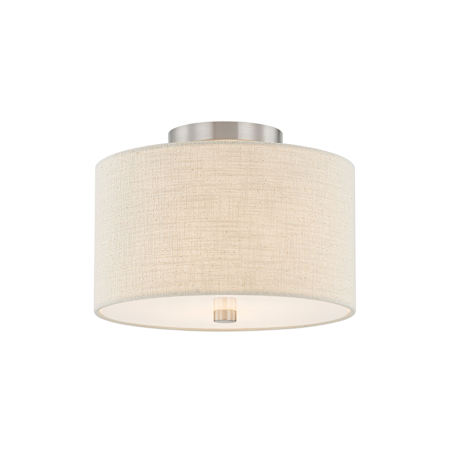 Justice Design Group Classic 2 Light 11" Wide Semi-Flush Drum Ceiling Fixture Brushed Nickel / Cream