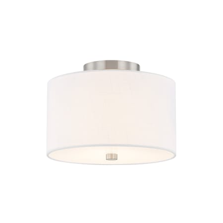 Justice Design Group Classic 2 Light 11" Wide Semi-Flush Drum Ceiling Fixture Brushed Nickel / White