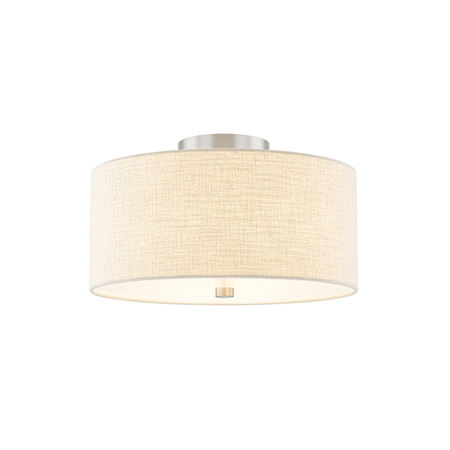Justice Design Group Classic 3 Light 14" Wide Semi-Flush Drum Ceiling Fixture Brushed Nickel / Cream