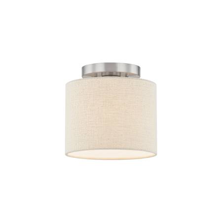 Justice Design Group Classic 8" Wide Semi-Flush Drum Ceiling Fixture Brushed Nickel / Cream
