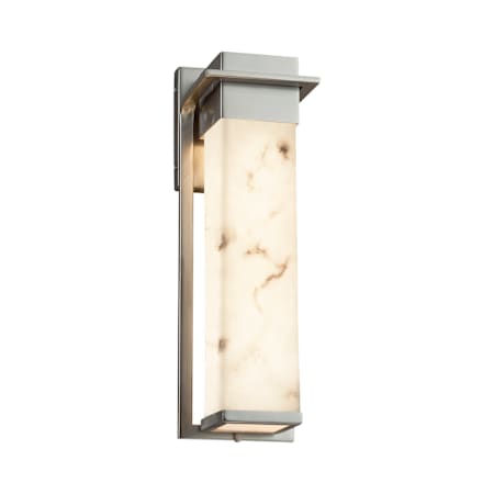 Justice Design Group LumenAria Single Light 16-1/2" High Integrated 3000K LED Outdoor Wall Sconce with Tan Faux Alabaster Resin Shade Brushed Nickel