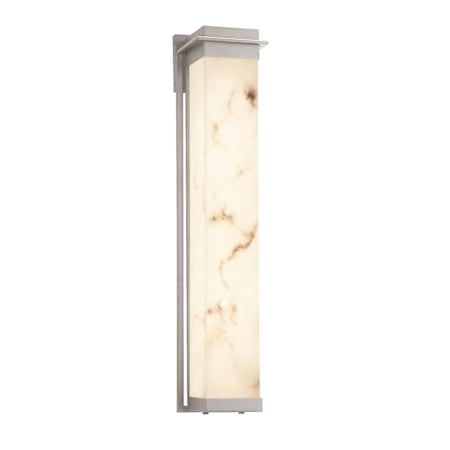 Justice Design Group Pacific Single Light 36" Tall Integrated LED Outdoor Wall Sconce with Faux Alabaster Shade Brushed Nickel