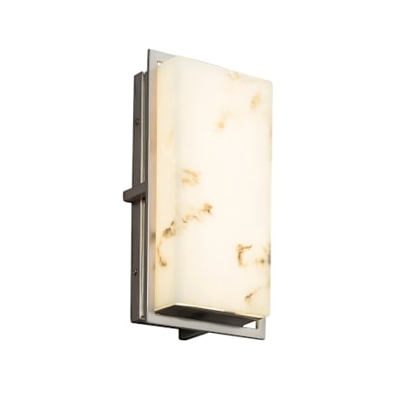 Justice Design Group LumenAria Single Light 12" High Integrated 3000K LED Outdoor Wall Sconce with Tan Faux Alabaster Resin Shade - ADA Compliant Brushed Nickel
