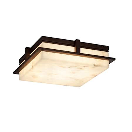 Justice Design Group Avalon Single Light 14" Wide Integrated LED Flush Mount Square Ceiling Fixture with Faux Alabaster Shade Dark Bronze