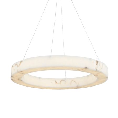 Justice Design Group Medley 32" Wide Ring Chandelier Brushed Brass / Faux Alabaster