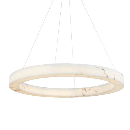 Justice Design Group Medley 42" Wide Ring Chandelier Brushed Brass / Faux Alabaster