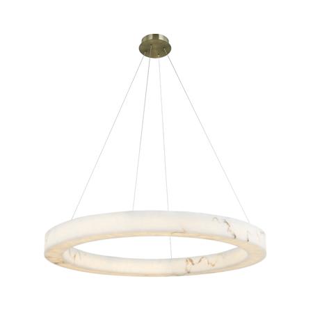 Justice Design Group Medley 42" Wide Ring Chandelier Brushed Brass / Faux Alabaster