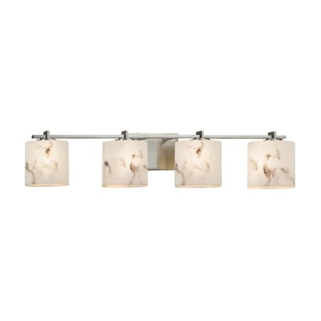 Justice Design Group LumenAria 4 Light 37" Wide Bathroom Vanity Light with Oval Shades Brushed Nickel