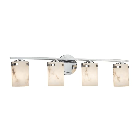 Justice Design Group LumenAria 4 Light 31-1/2" Wide Bathroom Vanity Light with Tan Faux Alabaster Resin Shade Polished Chrome