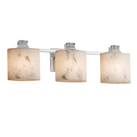 Justice Design Group LumenAria 3 Light 26" Wide Bathroom Vanity Light with Faux Alabaster Resin Oval Shades Polished Chrome