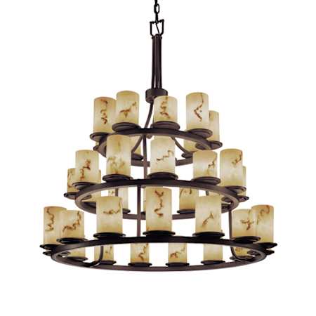 Justice Design Group LumenAria 42" Wide Ring Chandelier Dark Bronze / Faux Alabaster