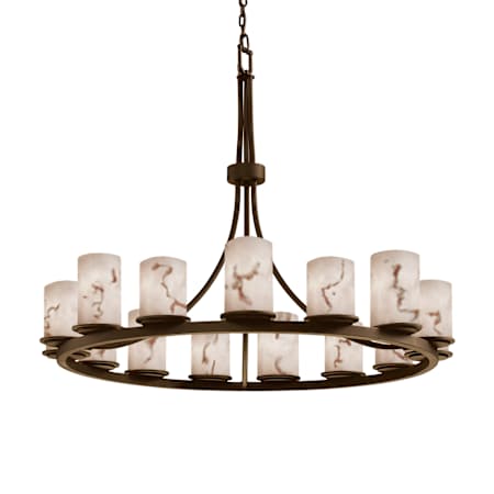 Justice Design Group LumenAria 42" Wide Ring Chandelier Dark Bronze / Faux Alabaster