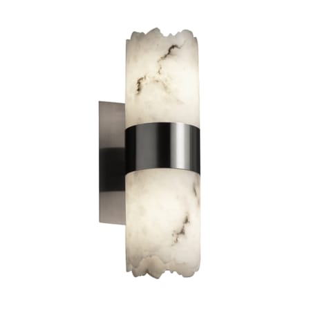 Justice Design Group LumenAria 2 Light 13" Tall Wall Sconce with Faux Alabaster Resin Shades Brushed Nickel