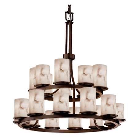 Justice Design Group LumenAria 33" Wide Ring Chandelier Dark Bronze / Faux Alabaster