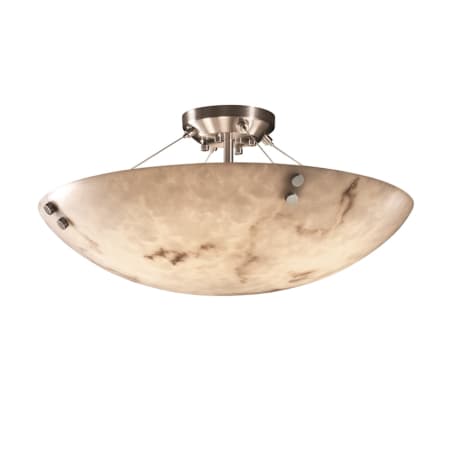 Justice Design Group LumenAria 18" Wide Integrated 3000K LED Semi-Flush Bowl Ceiling Fixture with Faux Alabaster Resin Shade Brushed Nickel