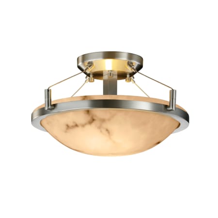 Justice Design Group LumenAria 14" Round Bowl Semi Flush Mount Ceiling Fixture Brushed Nickel